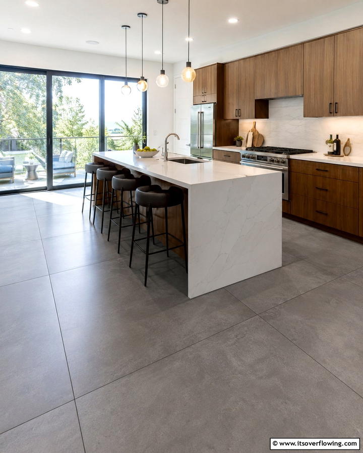 Polished Concrete Finish - 30 Industrial Chic Concrete Floor Kitchen Design Concepts