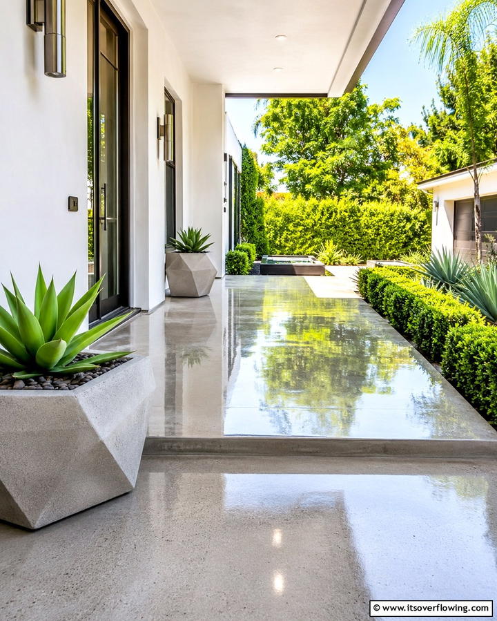 Polished Concrete FinishExact - 25 Concrete Porch Ideas for a Stylish and Low-Maintenance Entry