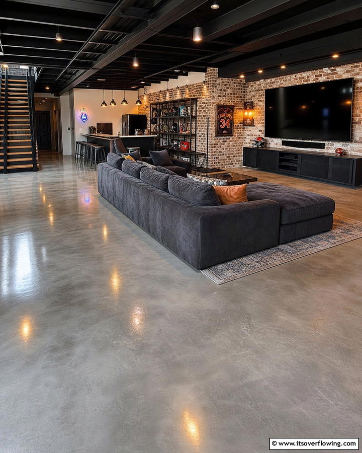 Polished Concrete Flooring - 25 Man Cave Flooring Ideas for a Masculine Retreat