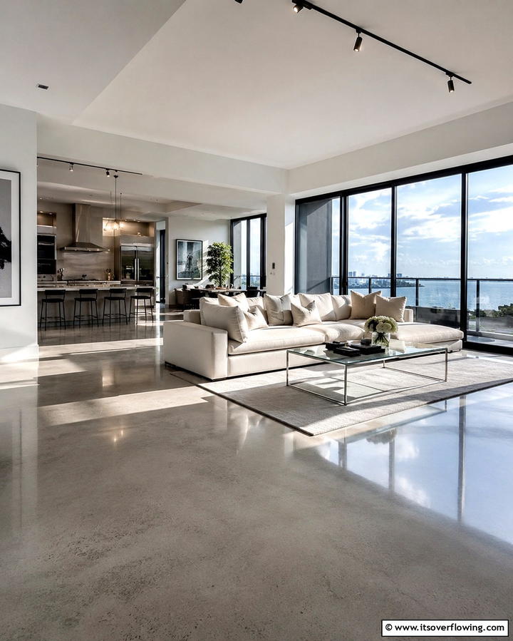 Polished Concrete for a Sleek Look - 25 Concrete Floor Living Room Ideas for a Modern and Chic Look