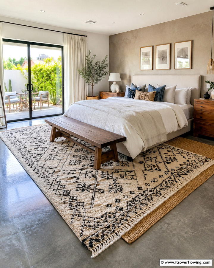 Polished Concrete with Area Rugs - 25 Concrete Floor Bedroom Ideas for an Industrial Vibe