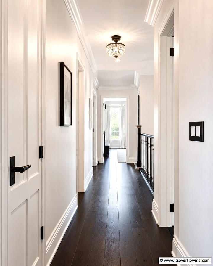 Polished Finishing Touches - 30 Chic Black and White Hallway Ideas for Timeless Elegance