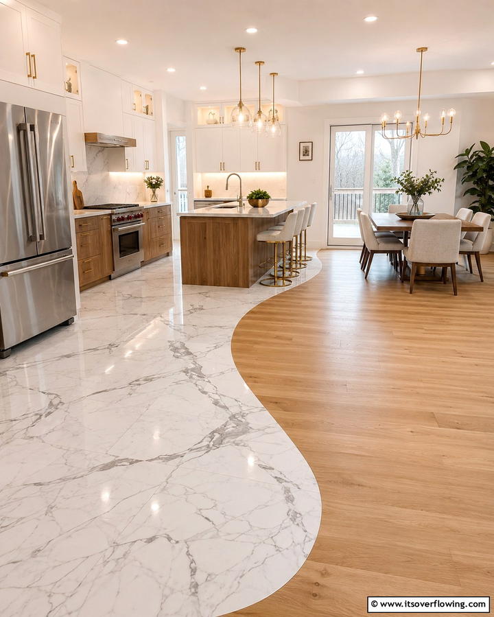 Polished Gray Marble - 25 Marble Kitchen Floor Ideas for Timeless Elegance