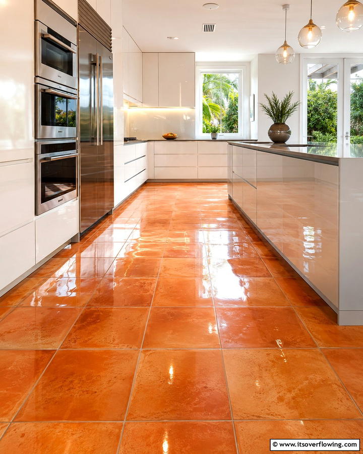 Polished Terracotta Floors - 25 Terracotta Kitchen Floor Ideas for a Rustic Charm