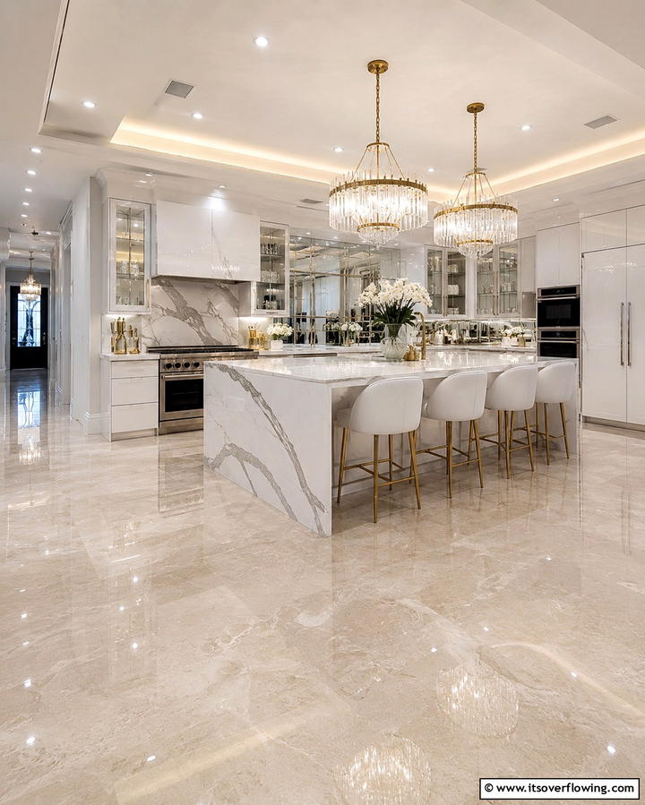 Polished Travertine Floors for a Luxurious Look - 25 Travertine Floor Kitchen Ideas for Elegance