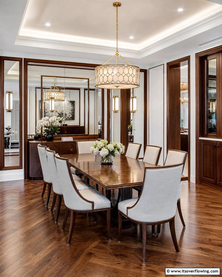 Polished Wood Accents - 30 Transitional Dining Room Ideas Blending Modern and Classic