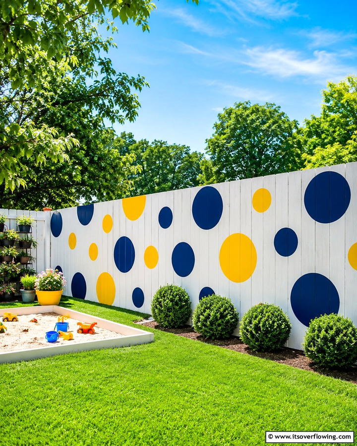 Polka Dot Fence Design - 25 Fence Painting Ideas to Refresh Your Outdoor Space