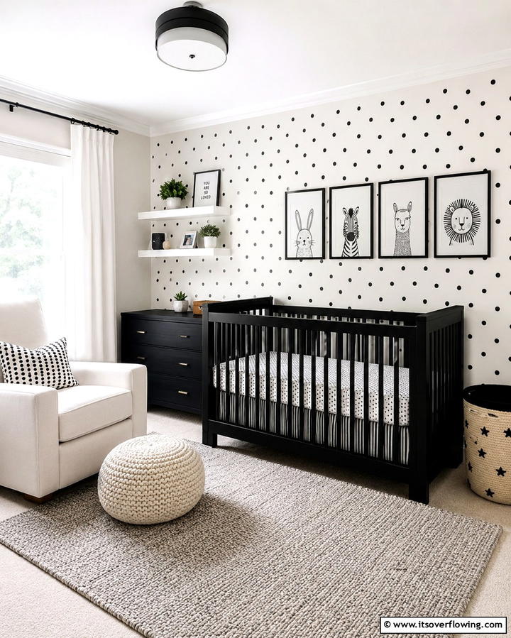 Polka Dot Patterns - 30 Chic Black & White Nursery Ideas for Modern Baby Rooms