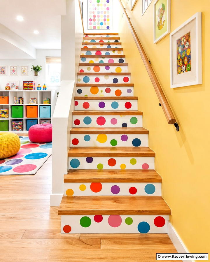 Polka Dot Playfulness - 25 Painted Stair Ideas to Transform Your Home