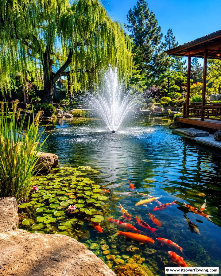 Pond Fountain - 25 Backyard Fountain Ideas for a Serene Outdoor Space