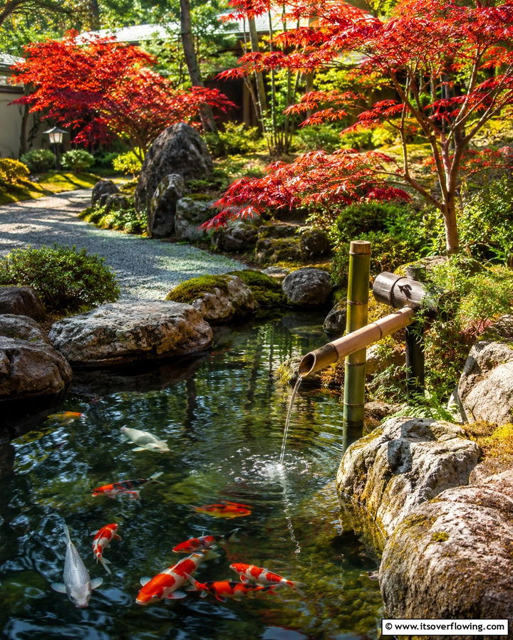 Pond with Island Features - 25 Koi Pond Ideas to Enhance Your Outdoor Space