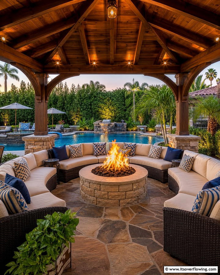 Pool Gazebo with Fire Pit - 20 Pool Gazebo Ideas for a Stunning Backyard Oasis