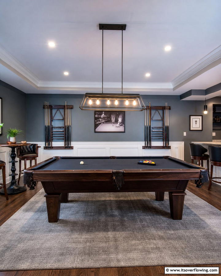 Pool Table and Billiards Room - 30 Fun Basement Game Room Ideas for Family Entertainment