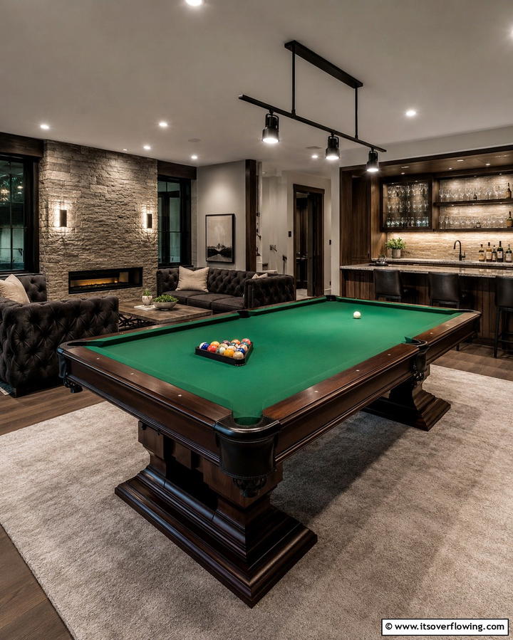 Pool Table and Lounge Combo - 25 Luxury Game Room Ideas for the Ultimate Entertainment Space