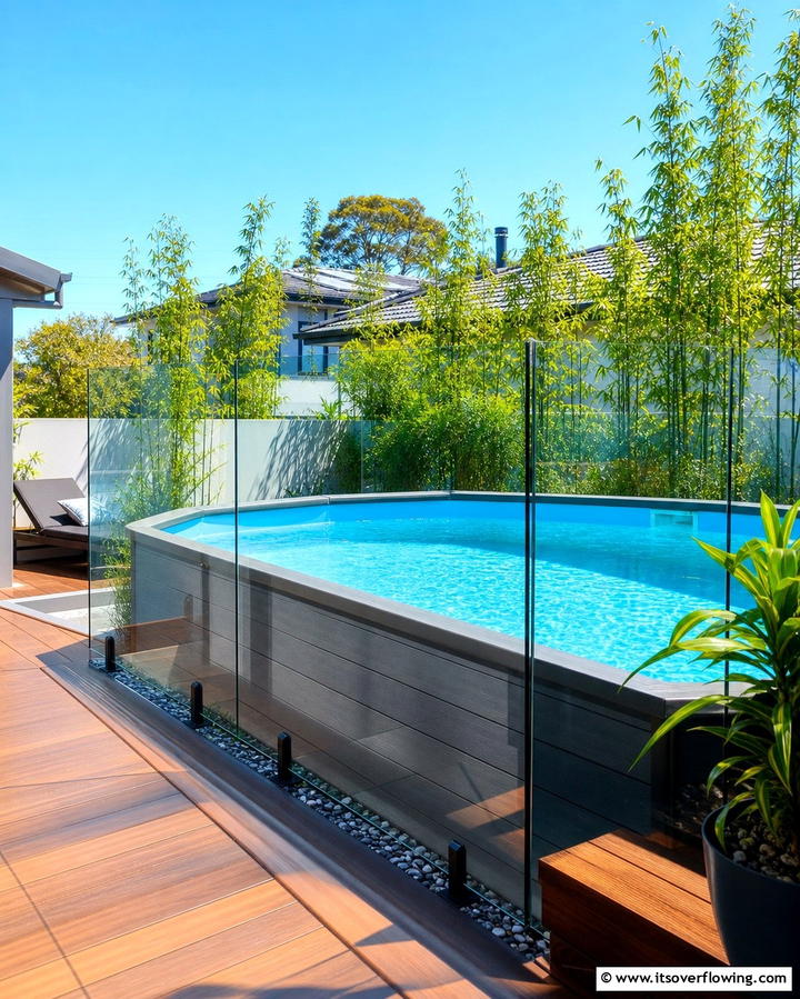 Pool with Glass Paneling - 25 Creative Above Ground Pool Ideas for Your Backyard