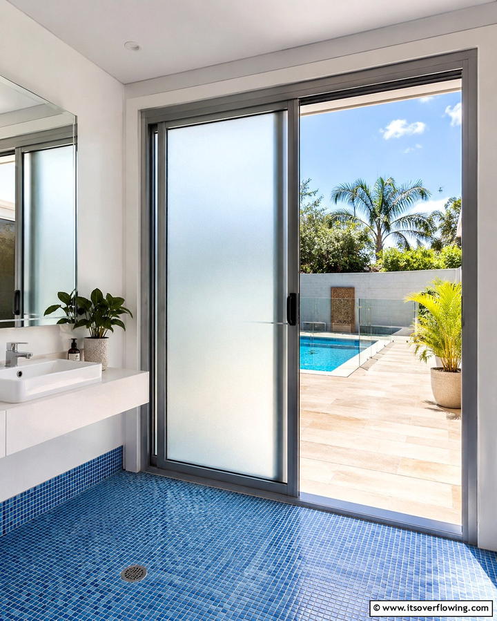 Poolside Access Door - 25 Pool Bathroom Ideas for a Refreshing Swim Experience