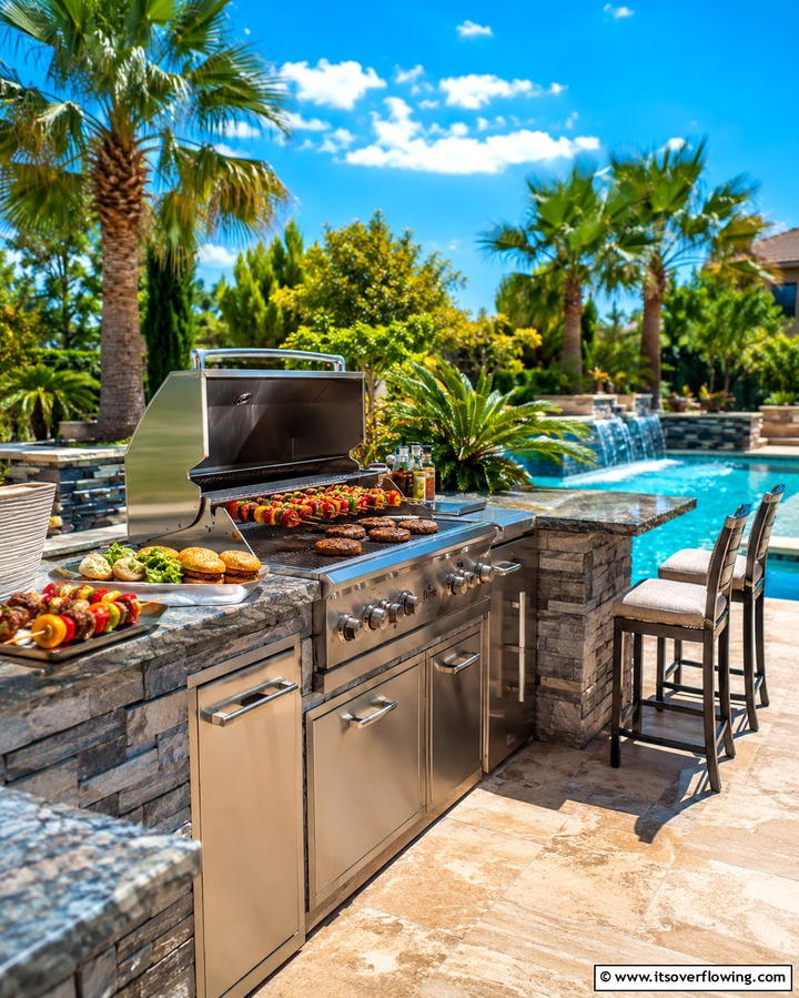 Poolside BBQ Station - 25 Pool Party Ideas for a Fun and Memorable Summer
