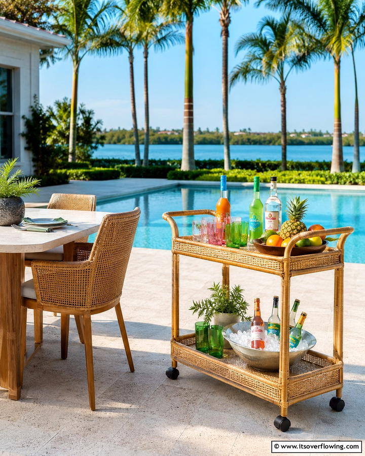Poolside Bar Carts - 25 Pool Decor Ideas to Transform Your Outdoor Space