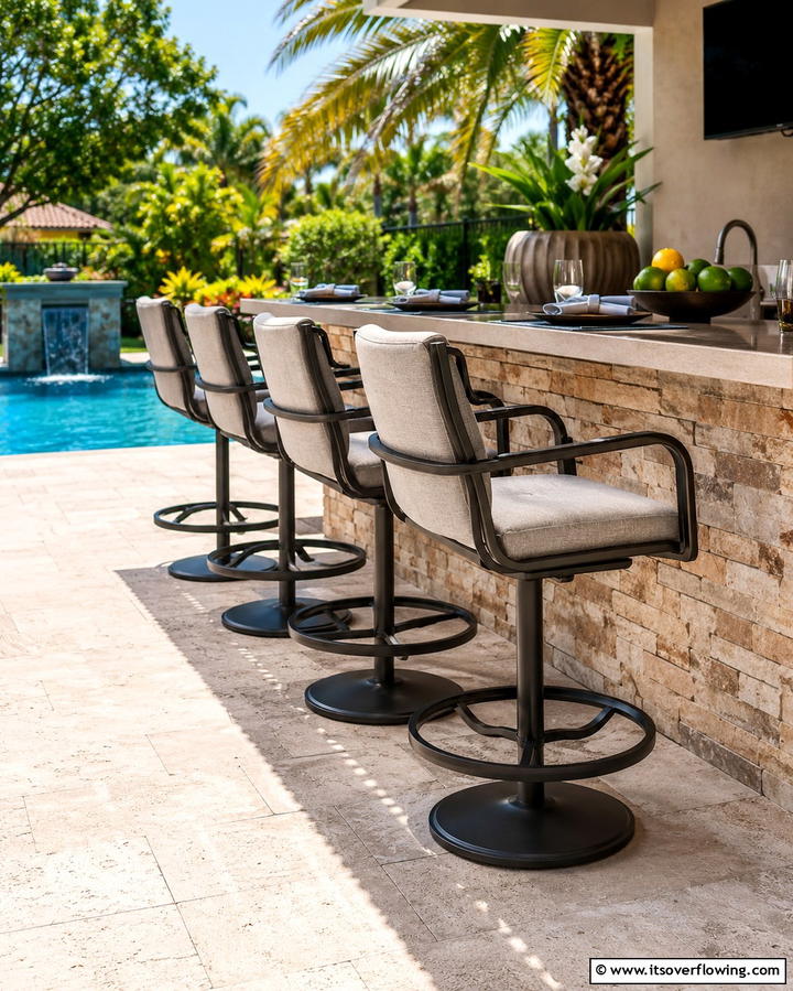 Poolside Bar Stools - 25 Pool Furniture Ideas for a Relaxing Outdoor Oasis