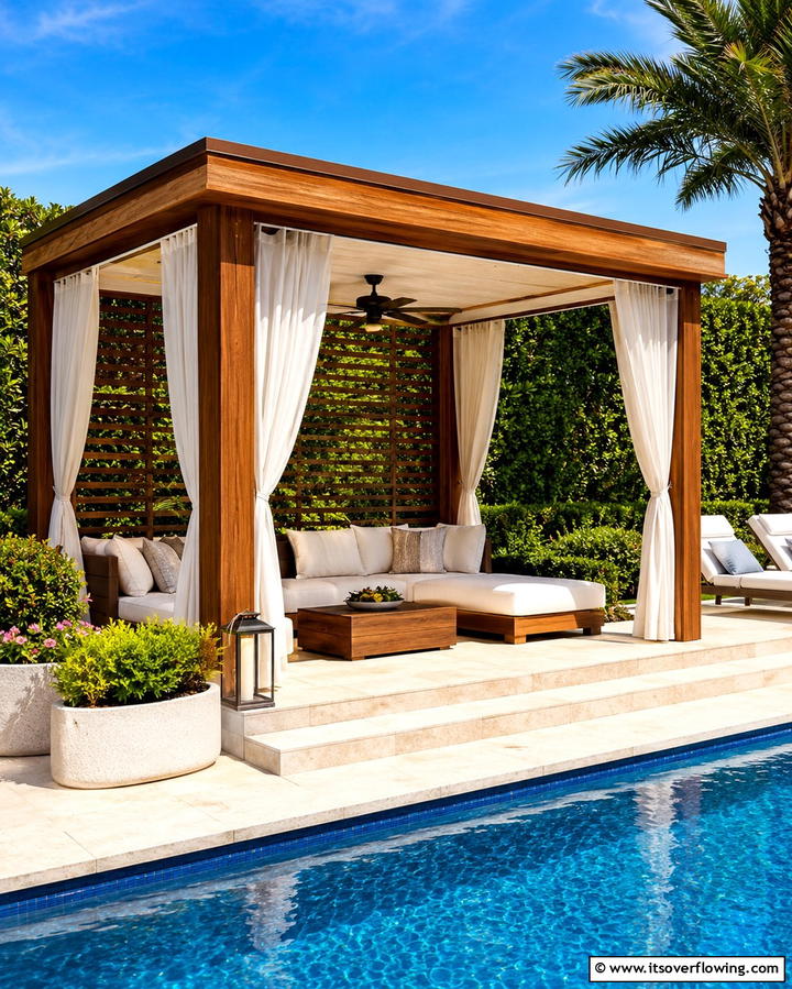 Poolside Cabana or Canopy - 25 Pool Decor Ideas to Transform Your Outdoor Space