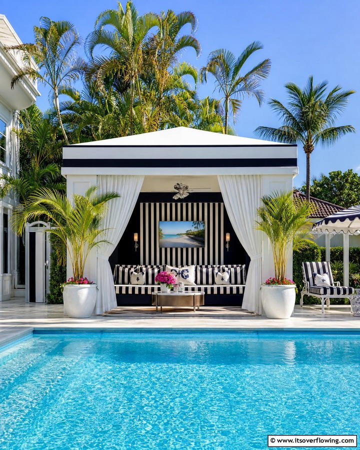 Poolside Cabana - 17 Pool Shade Ideas for Stylish Outdoor Swimming Areas