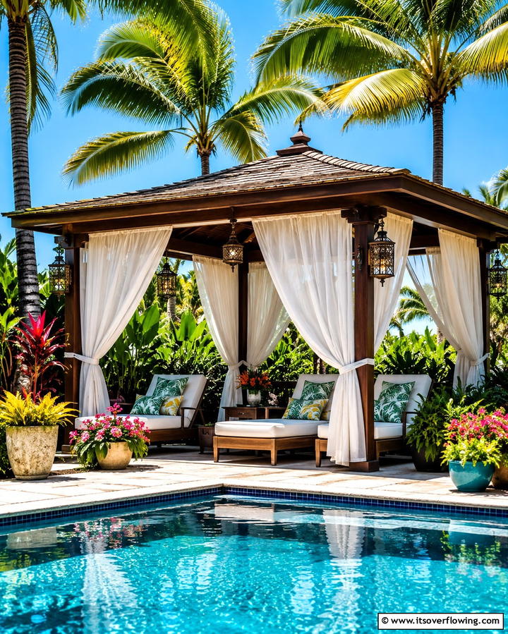 Poolside Cabanas for Resort Vibes - 20 Tropical Backyard Ideas for a Lush Oasis