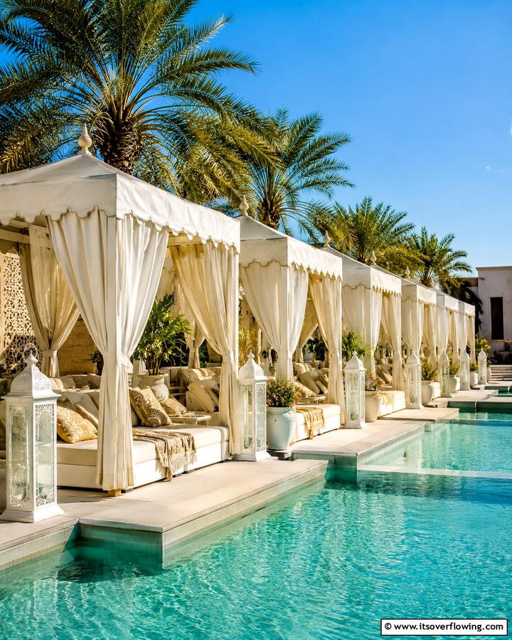 Poolside Cabanas or Tents - 25 Pool Party Ideas for a Fun and Memorable Summer