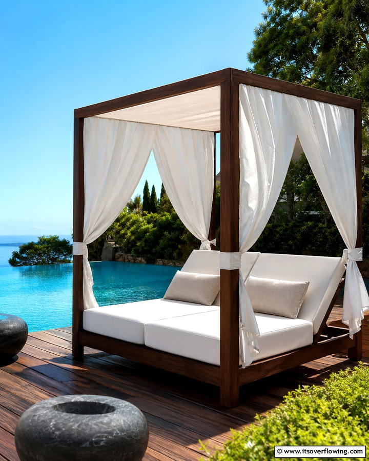 Poolside Daybed - 25 Pool Decor Ideas to Transform Your Outdoor Space