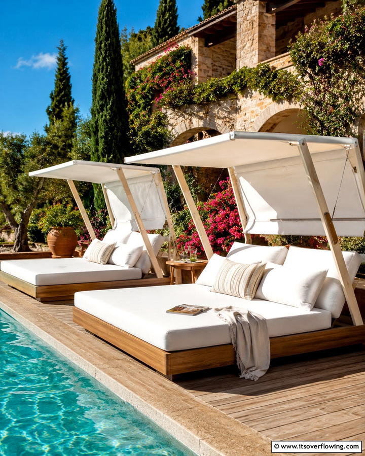 Poolside DaybedsExact - 25 Pool Patio Ideas for a Relaxing Outdoor Space