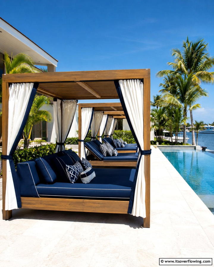 Poolside DaybedsOne - 25 Pool Patio Ideas for a Relaxing Outdoor Space