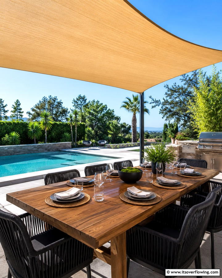 Poolside Dining Area - 25 Pool Patio Ideas for a Relaxing Outdoor Space