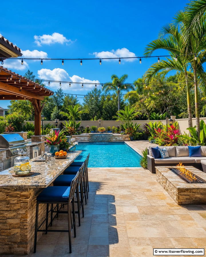 Poolside Entertainment Zone - 21 Stunning Swimming Pool Designs for Backyard Oasis