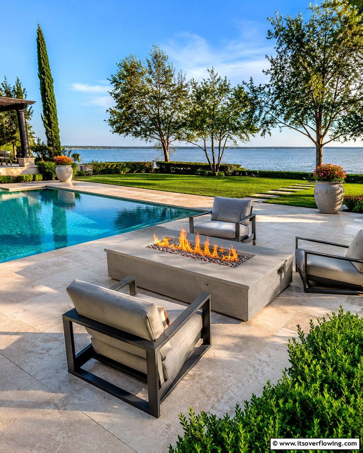 Poolside Fire Pits - 25 Pool Decor Ideas to Transform Your Outdoor Space