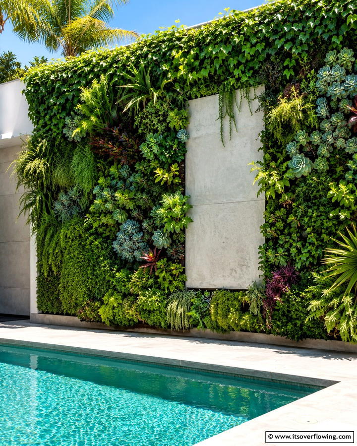 Poolside Green Wall - 25 Pool Patio Ideas for a Relaxing Outdoor Space