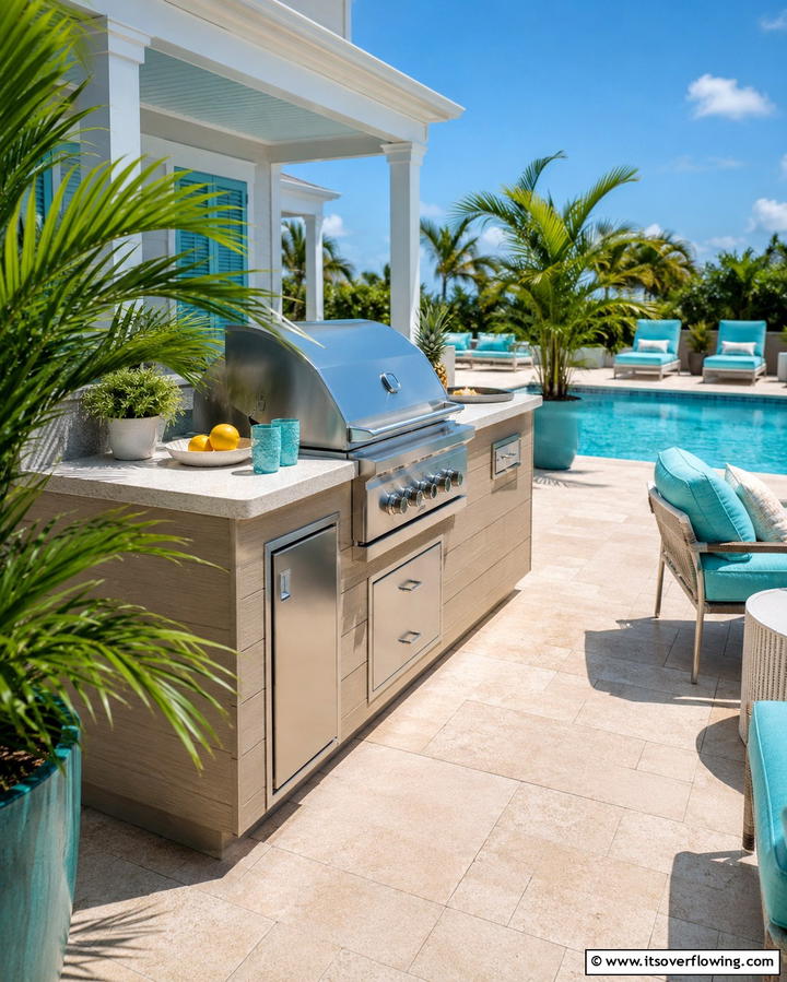 Poolside Grill Station - 25 Grill Station Ideas for the Ultimate Outdoor Cooking Space