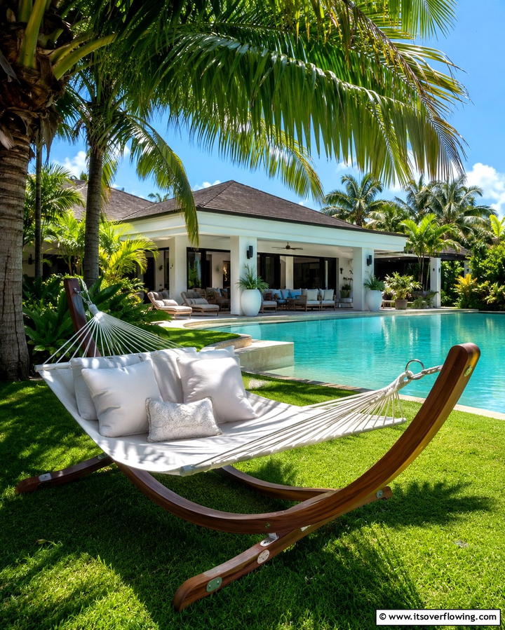 Poolside Hammock Retreat - 25 Tropical Pool Landscaping Ideas for a Resort Feel