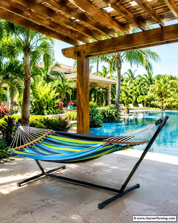 Poolside Hammocks - 25 Pool Furniture Ideas for a Relaxing Outdoor Oasis