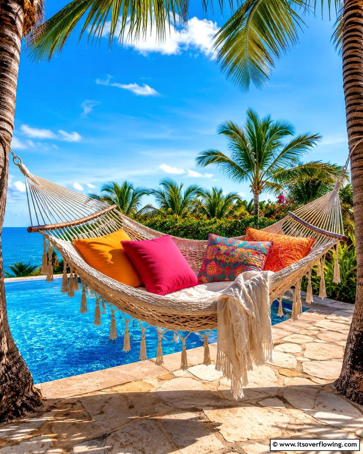 Poolside Hammocks for Relaxation - 25 Tropical Pool Landscaping Ideas for a Resort Feel