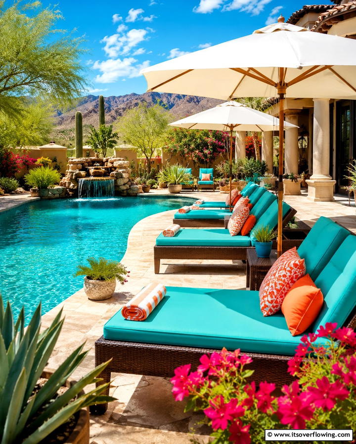 Poolside Lounge Area - 25 Arizona Backyard Ideas for Desert Landscapes
