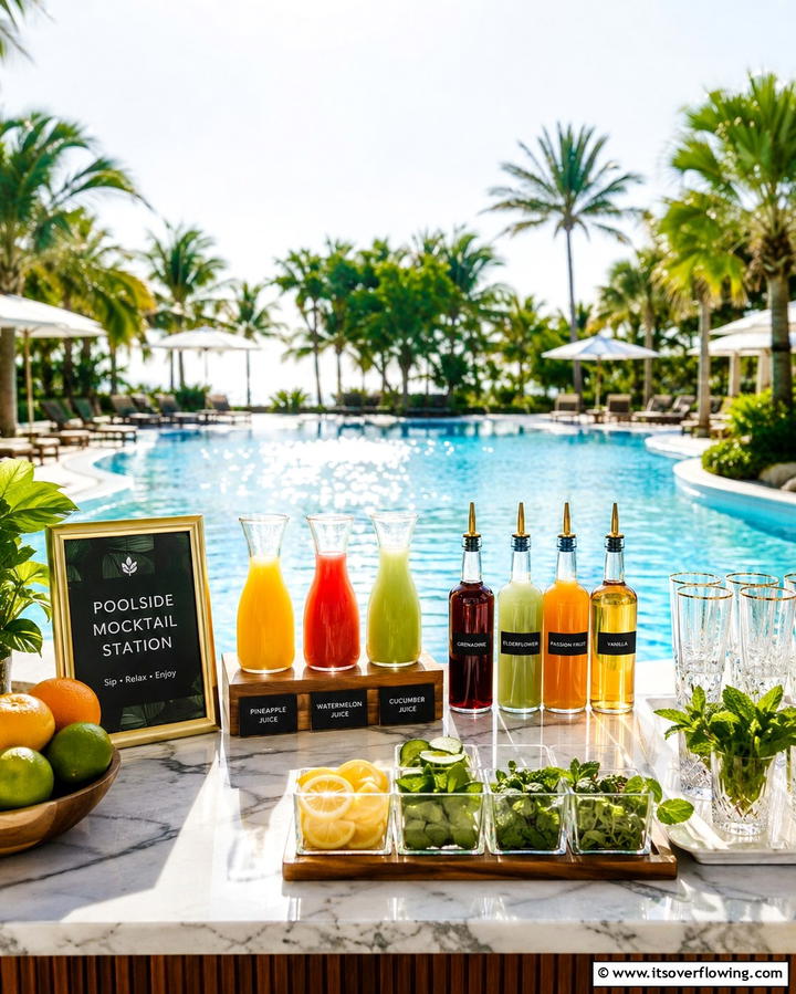 Poolside Mocktail Station - 25 Pool Party Ideas for a Fun and Memorable Summer