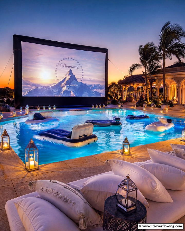 Poolside Movie Night - 25 Pool Party Ideas for a Fun and Memorable Summer