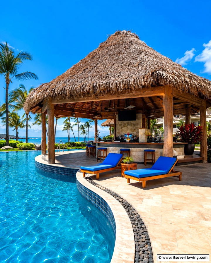 Poolside Palapas for Island Vibes - 25 Tropical Pool Landscaping Ideas for a Resort Feel
