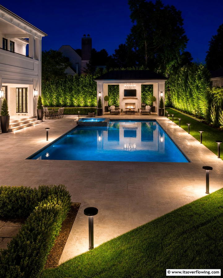Poolside Pathway Lights - 25 Pool Lighting Ideas to Illuminate Your Nighttime Swim