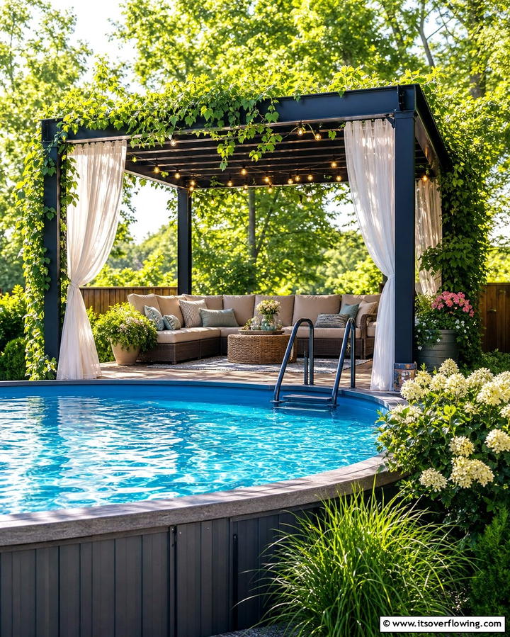 Poolside Pergola for Shade and Style - 25 Creative Above Ground Pool Ideas for Your Backyard