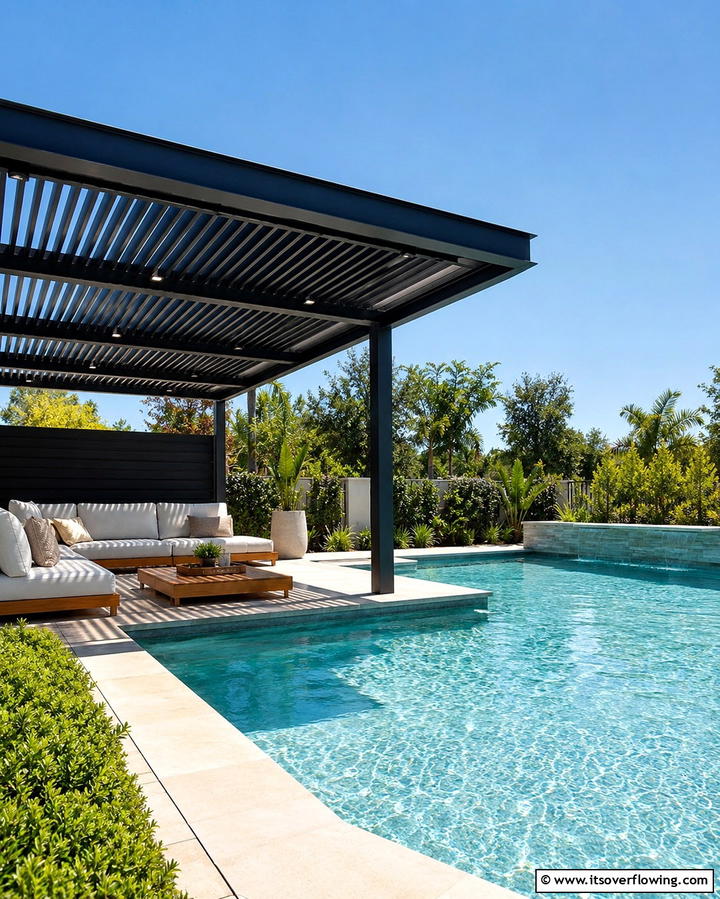 Poolside Pergola - 25 Spool Pool Ideas for Compact Backyard Spaces