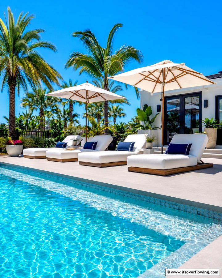 Poolside Raised Patio with Lounge Area - 25 Raised Concrete Patio Ideas for a Modern Outdoor Space