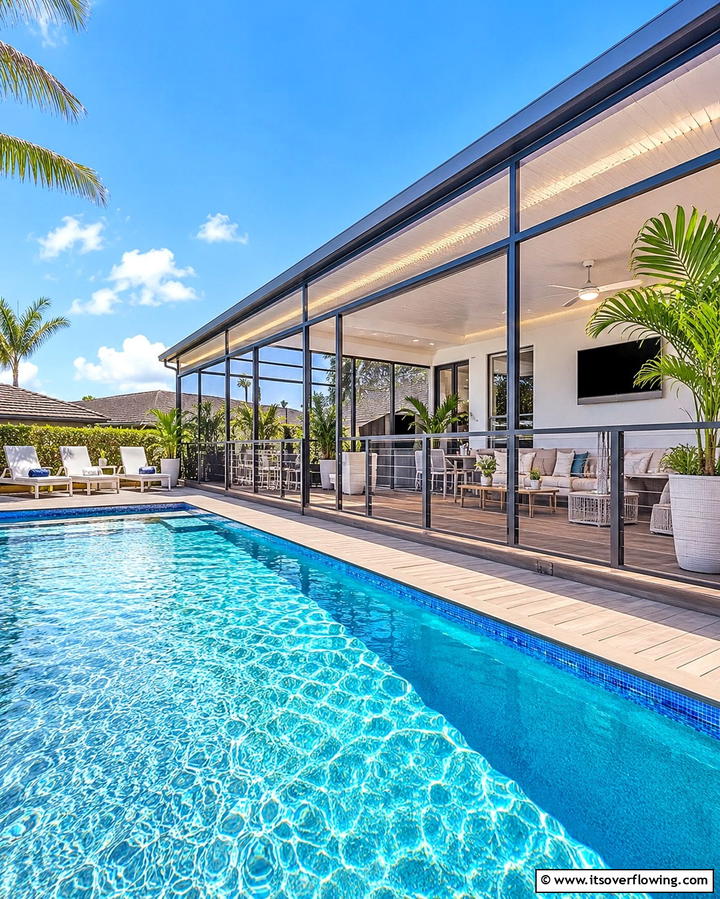 Poolside Screened in Deck - 30 Screened-in Deck Ideas for Bug-Free Outdoor Living