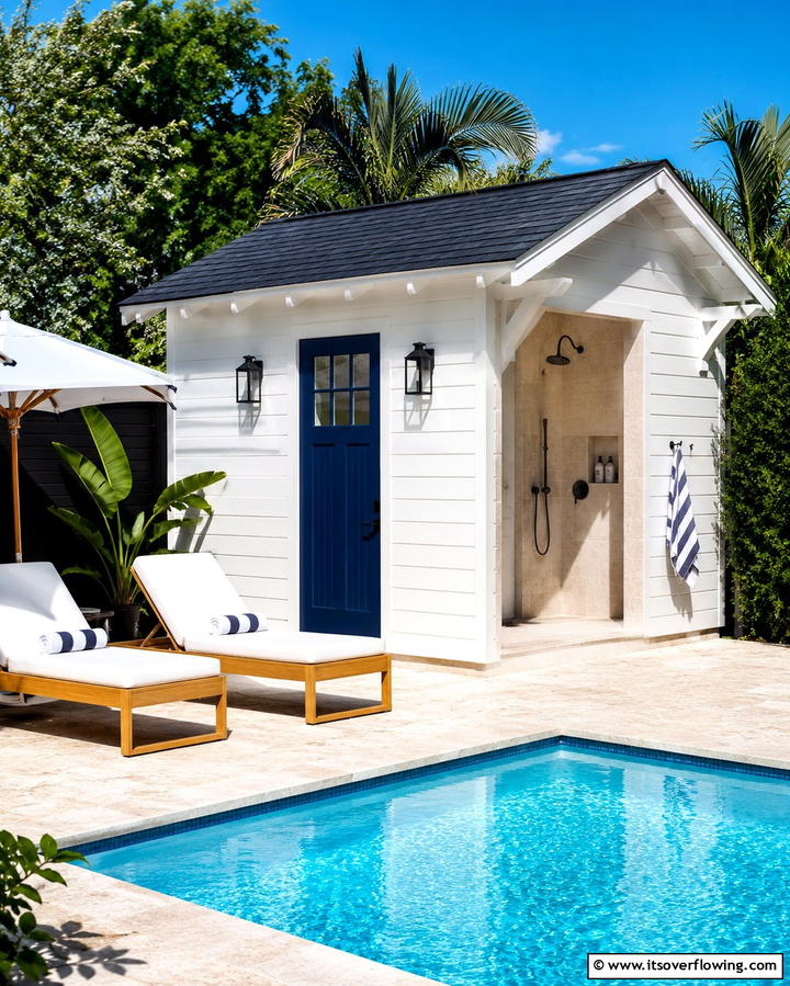 Poolside Shed - 25 Garden Shed Ideas for Functional Outdoor Storage