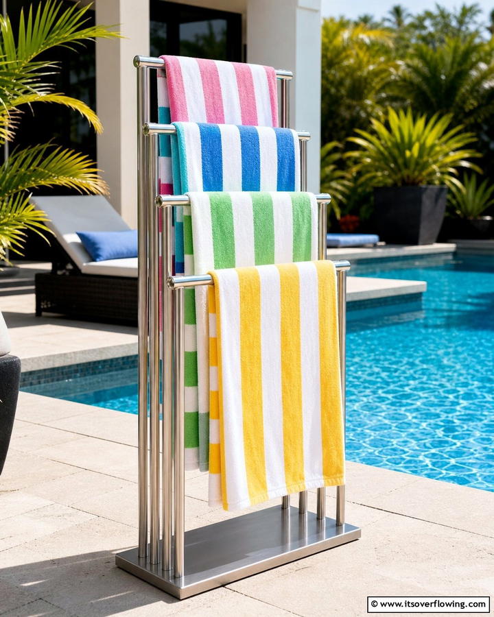 Poolside Towel Racks - 20 Pool Storage Ideas to Keep Your Backyard Tidy