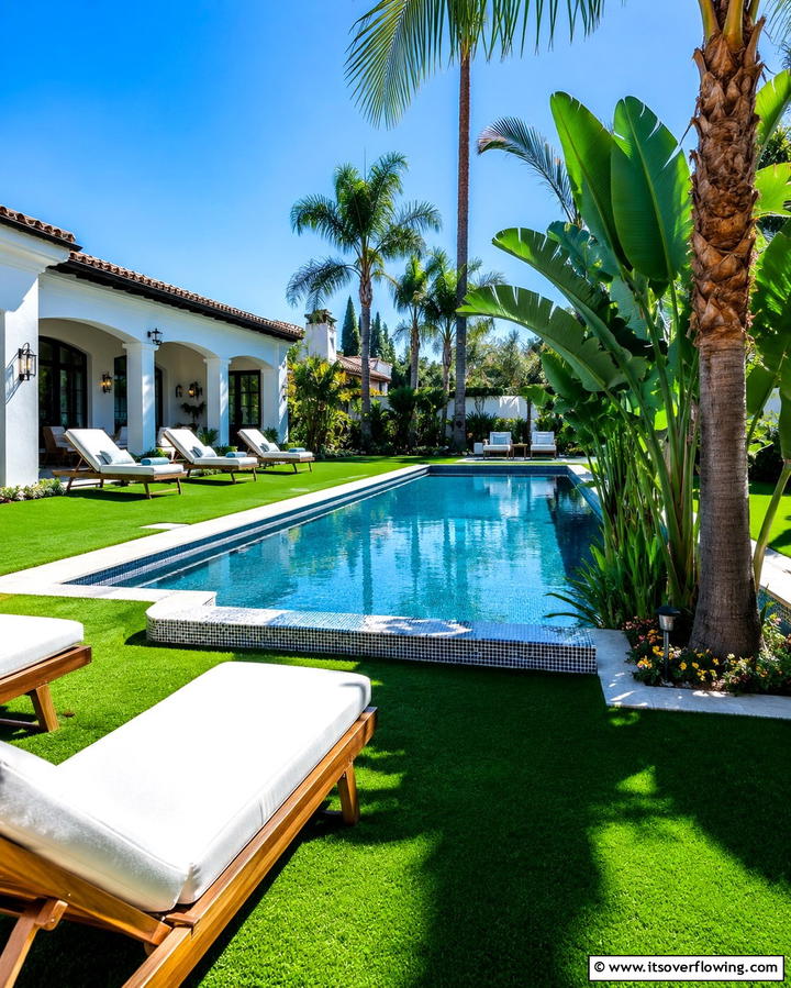 Poolside Turf - 25 Backyard Turf Ideas for a Low-Maintenance Lawn